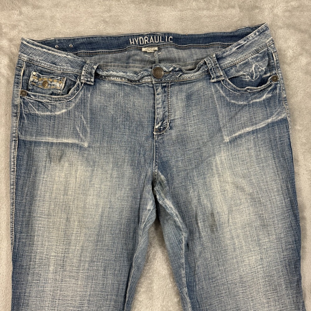 Hydraulic Jeans Womens 24 Short Y2K Wide Bootcut Stretch Flex Comfort Blue - Picture 9 of 16